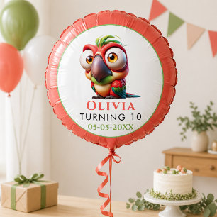 Magical Parrot Caricatures 1st Birthday Balloon
