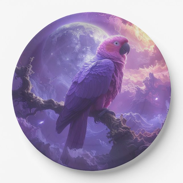 Magical Parrot Paper Plates (Front)