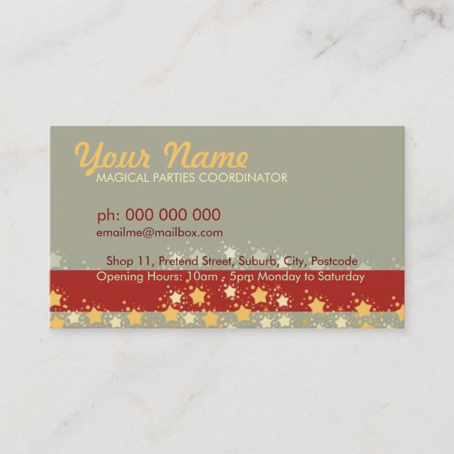 Magical Party Stars Business Card (Front)