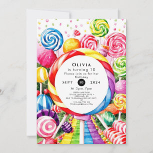 Magical Pastel Candyland Birthday Invitation