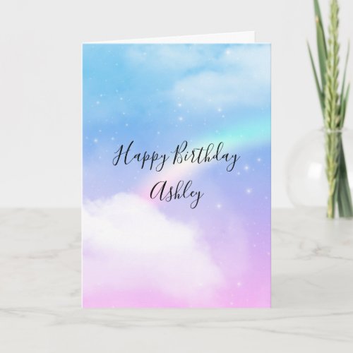 Magical Pastel Clouds and a Rainbow Birthday Card