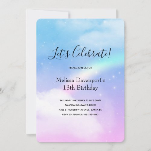 Magical Pastel Clouds and a Rainbow Birthday Invitation