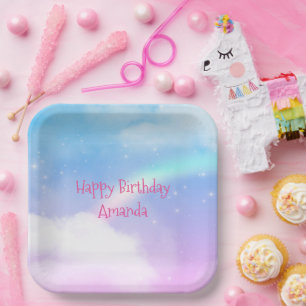 Magical Pastel Clouds and a Rainbow Birthday Paper Plates