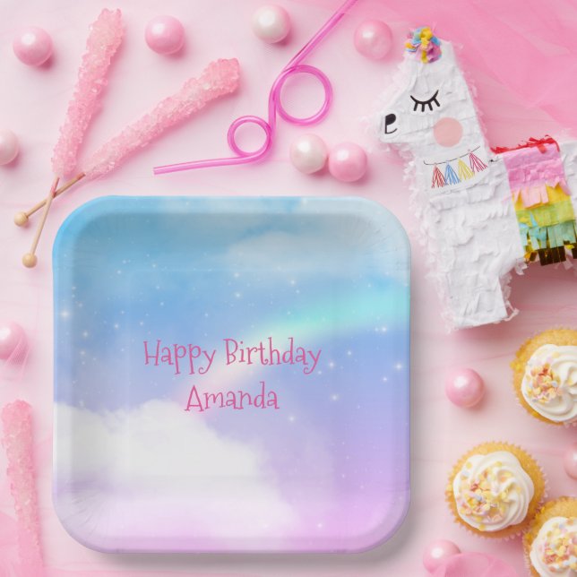 Magical Pastel Clouds and a Rainbow Birthday Paper Plates (Party)