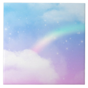 Magical Pastel Clouds and a Rainbow Ceramic Tile