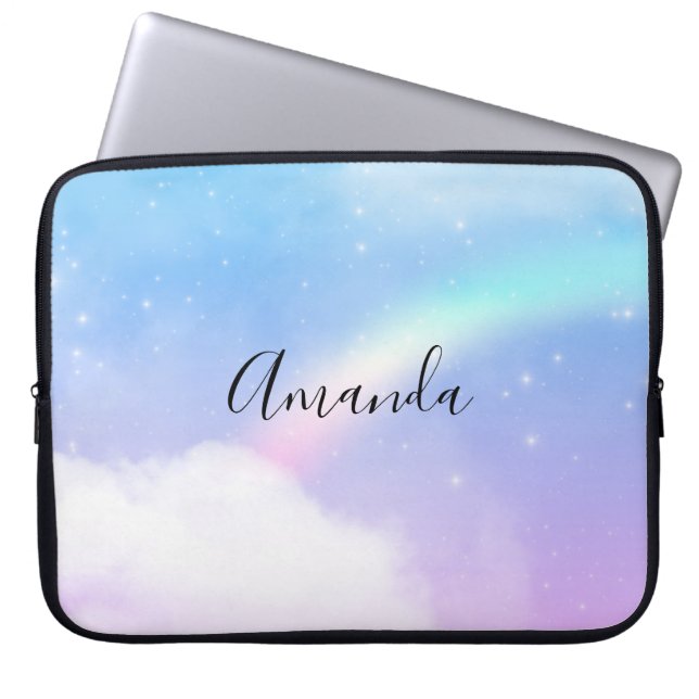 Magical Pastel Clouds and a Rainbow Laptop Sleeve (Front)
