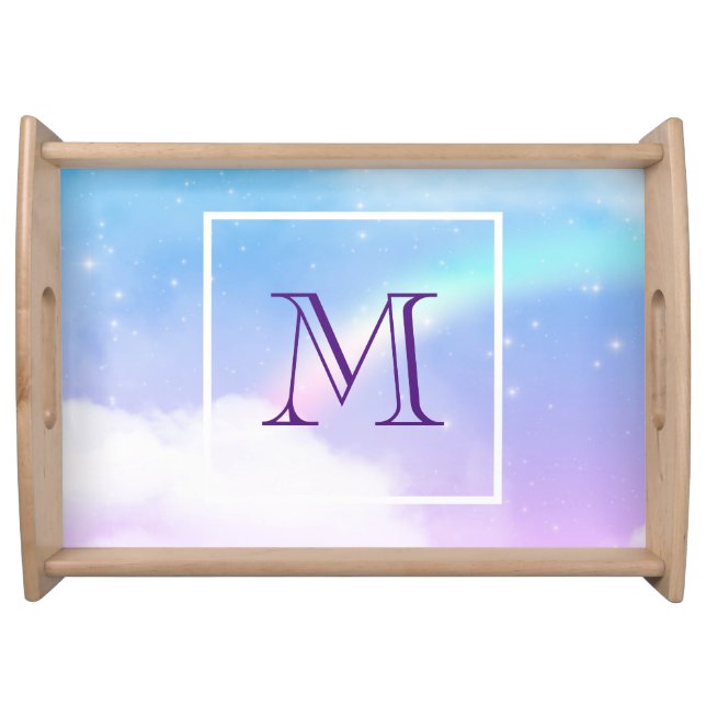 Magical Pastel Clouds and a Rainbow Monogram Serving Tray (Front)