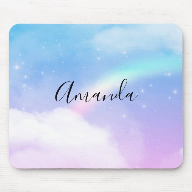 Magical Pastel Clouds and a Rainbow Mouse Pad (Front)