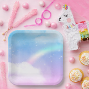 Magical Pastel Clouds and a Rainbow Paper Plates