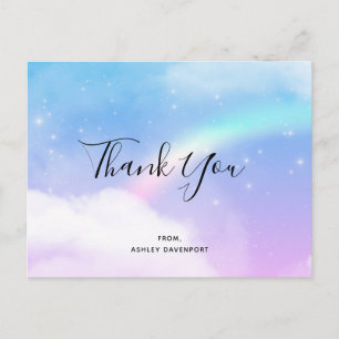 Magical Pastel Clouds and a Rainbow Thank You Postcard