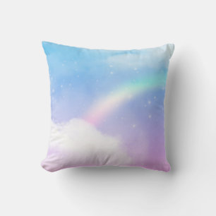 Magical Pastel Clouds and a Rainbow Throw Pillow