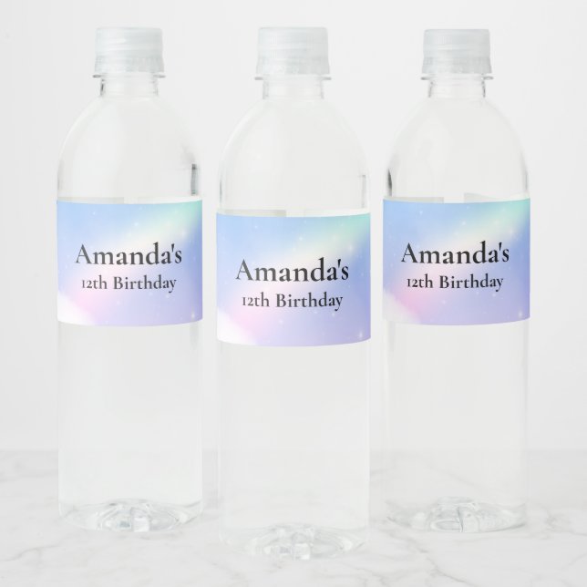 Magical Pastel Clouds and a Rainbow Water Bottle Label (Bottles)