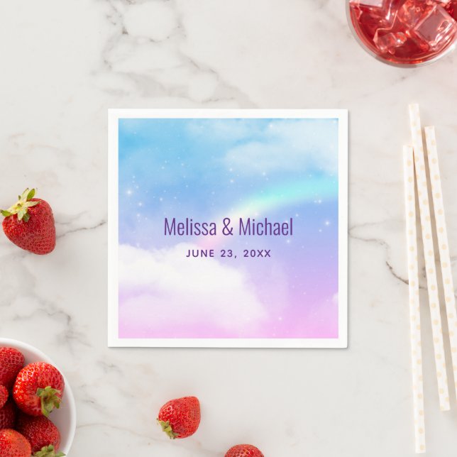  Magical Pastel Clouds and a Rainbow Wedding Napkins (Insitu)