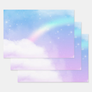 Magical Pastel Clouds and a Rainbow Wrapping Paper Sheets
