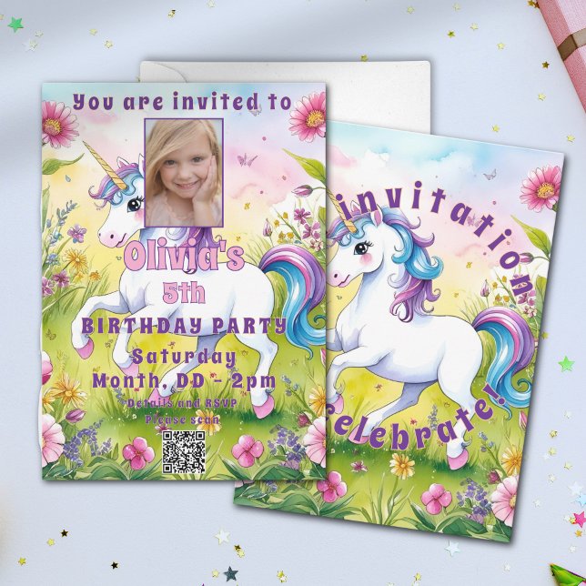 Magical Pastel Custom Birthday Photo Invitation (Creator Uploaded)
