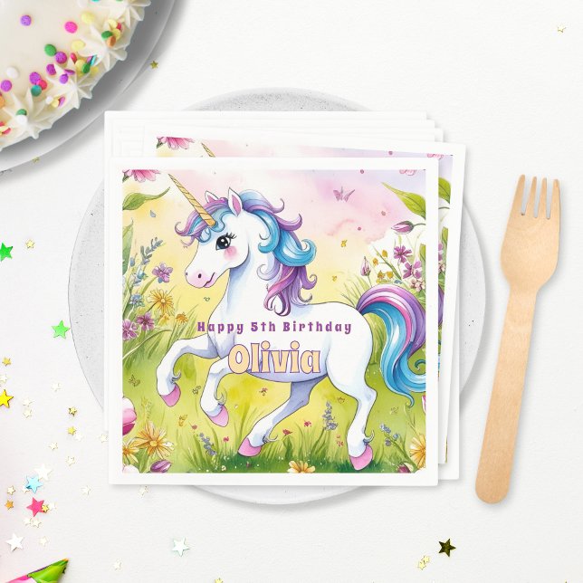 Magical Pastel Custom Unicorn Birthday Napkins (Creator Uploaded)