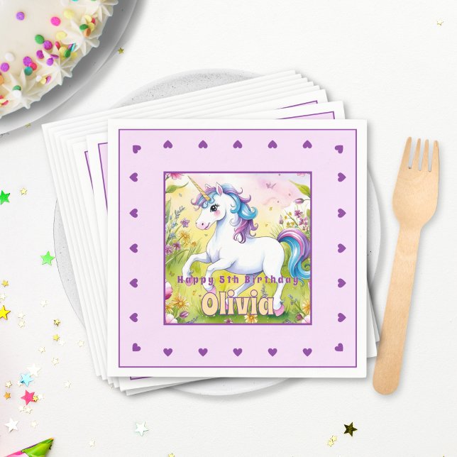 Magical Pastel Custom Unicorn Birthday Napkins (Creator Uploaded)
