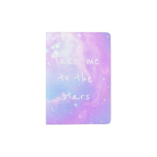 Magical pastel galaxy passport holder