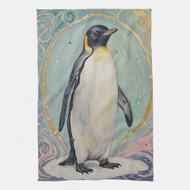 Magical Pastel Penguin Kitchen Towel (Vertical)