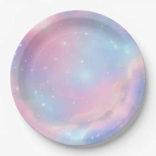 Magical Pastel Pink Blue Starry Galaxy Cosmic Paper Plates