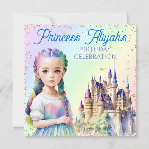 Magical Pastel Princess Fantasy Rainbow Castle Invitation