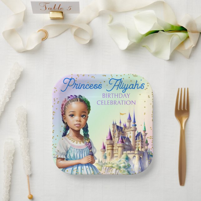 Magical Pastel Princess Fantasy Rainbow Castle Paper Plates (Wedding)