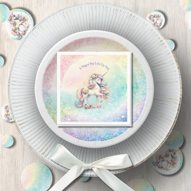 Magical Pastel Radiant Rainbow Unicorn Party Napkins (Magical Pastel Radiant Rainbow Unicorn Party Napkins)