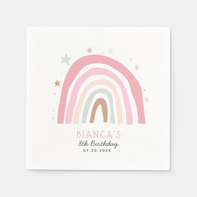 Magical Pastel Rainbow Kids Birthday Party Napkins (Front)