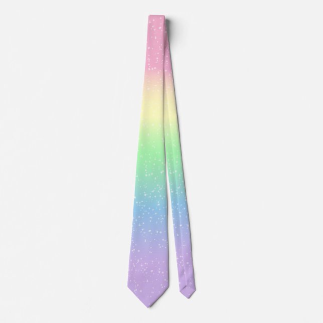 Magical Pastel Rainbow Stars Neck Tie (Front)