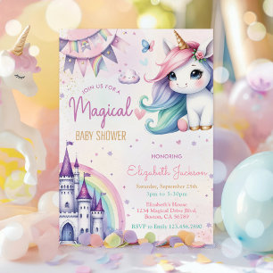 Magical Pastel Unicorn Baby Girl Shower Invitation