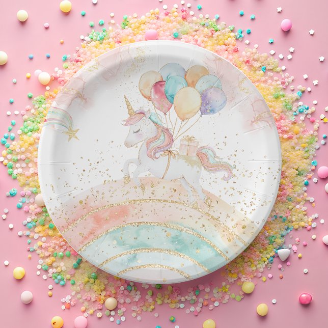 Magical Pastel Unicorn Birthday Paper Plates (Creator Uploaded)