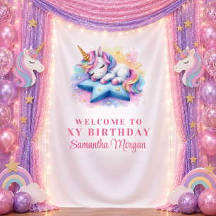 Magical Pastel Unicorn Girl Birthday Backdrop