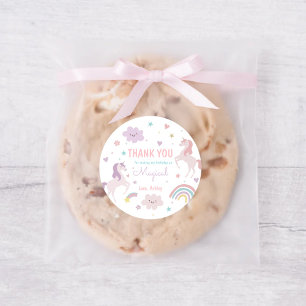 Magical Pastel Unicorn Rainbow Birthday Party Classic Round Sticker