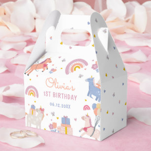 Magical Pastel Unicorn Rainbow Birthday Party Favor Boxes