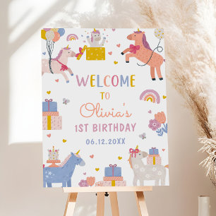 Magical Pastel Unicorn Rainbow Birthday Party Foam Board