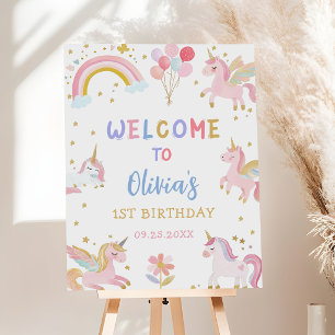 Magical Pastel Unicorn Rainbow Birthday Party Foam Board