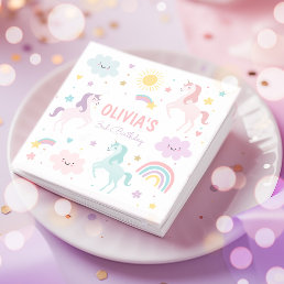 Magical Pastel Unicorn Rainbow Birthday Party Napkins