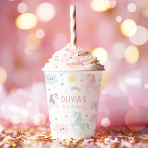Magical Pastel Unicorn Rainbow Birthday Party Paper Cups