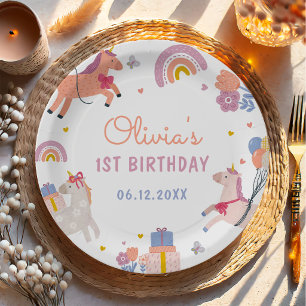 Magical Pastel Unicorn Rainbow Birthday Party Paper Plates