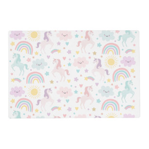 Magical Pastel Unicorn Rainbow Birthday Party Placemat