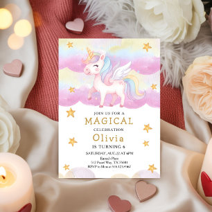 Magical Pastel Unicorn Rainbow Party Birthday  Invitation