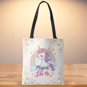 Magical Pastel Unicorn with Rainbow  Tote Bag