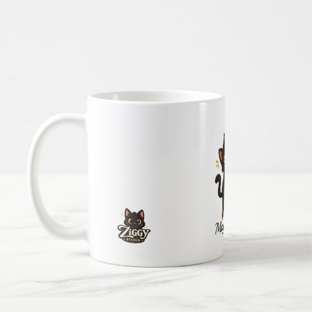 Magical Paws - Personalized Ziggy Black Cat  Coffee Mug (Left)