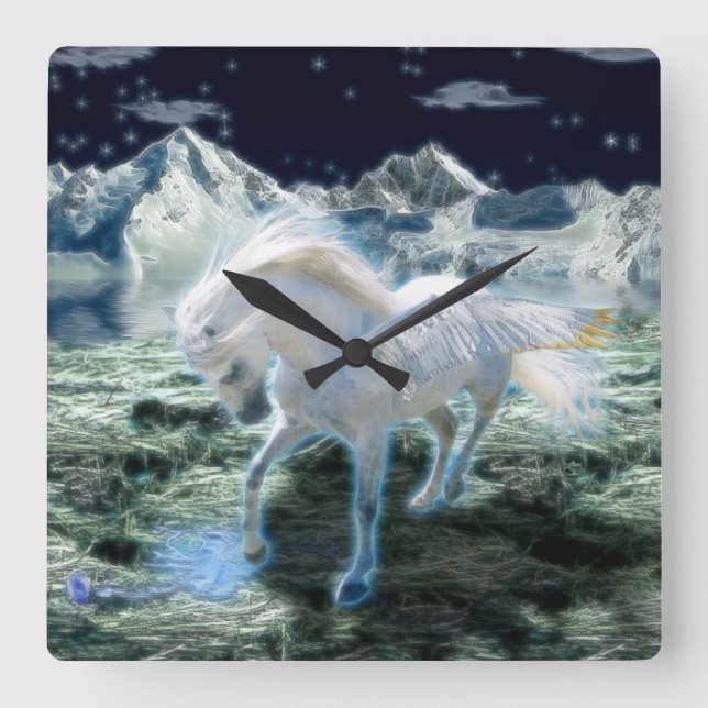 Magical Pegasus Fantasy Art Wall Clock (Front)