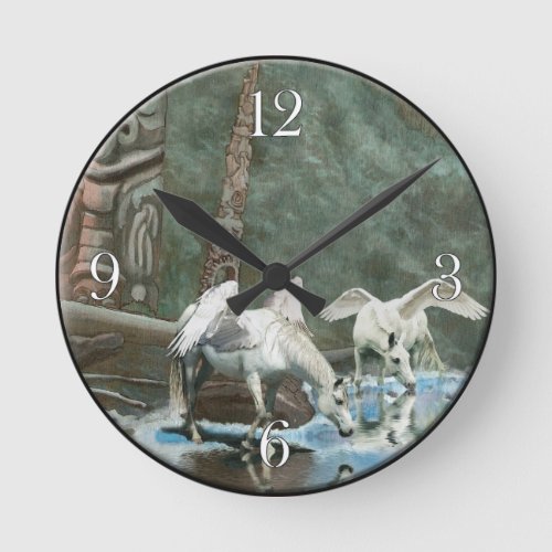 Magical Pegasus  Totem Poles Art Wall Clock