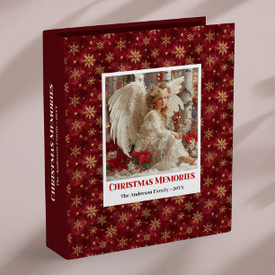 Magical Personalized Red Gold Angel memory album 3 Ring Binder