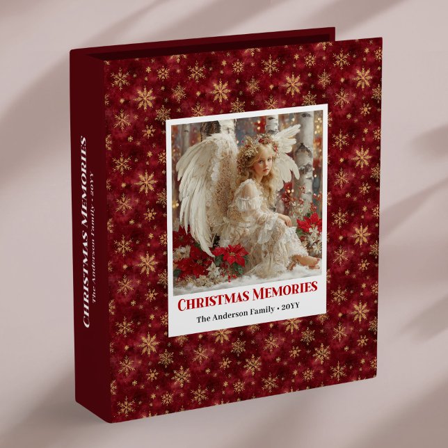 Magical Personalized Red Gold Angel memory album 3 Ring Binder (Magical Personalized Red Gold Angel memory album)