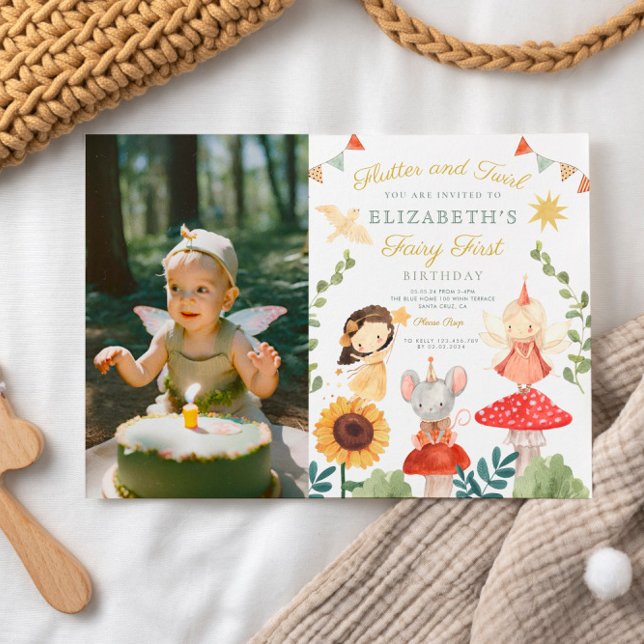 Magical  Photo Enchanted Fairy First Birthday Invitation (Creator Uploaded)