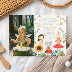 Magical  Photo Enchanted Fairy First Birthday Invitation