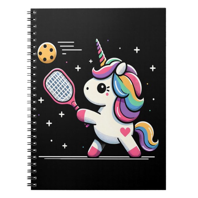 Magical Pickleball Unicorn - Funny Fantasy Player Notebook (Front)